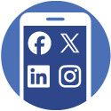 Phone with social media icons